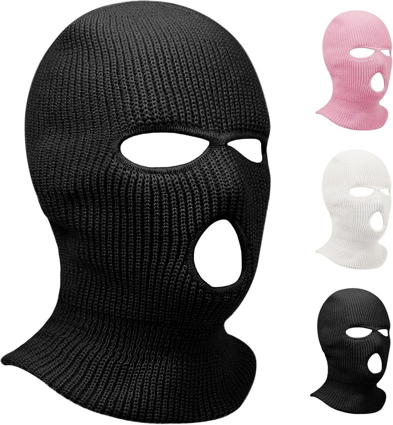 AURUZA 3 Hole Winter Knitted Mask, Full Face Cover Ski Scarf Mask Warm Balaclava for Adult Skiing, Motorcycle,Wind Protection - Image 1